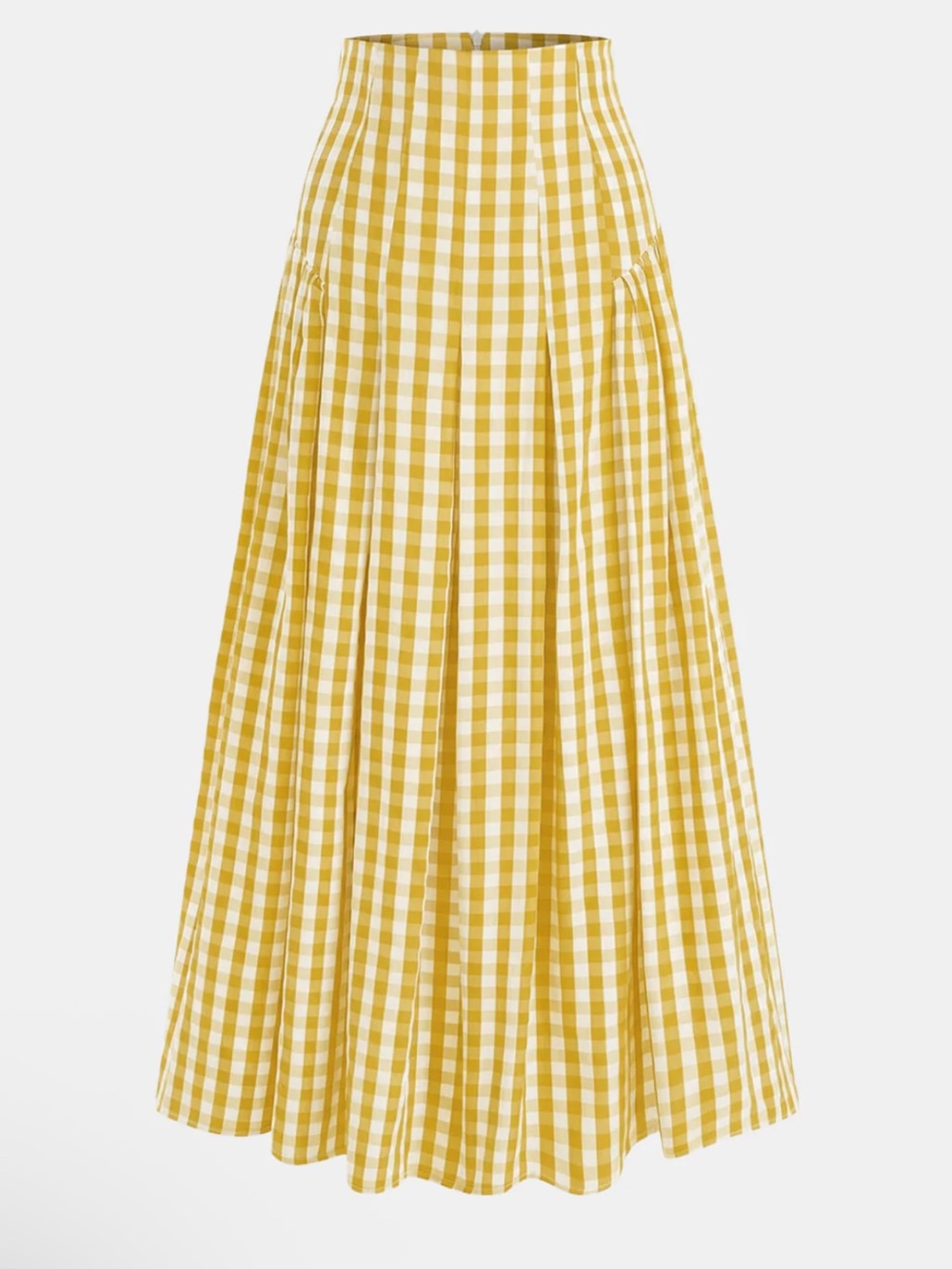 Commense Gingham High-Waisted Pleated Midi Skirt Size Medium NWT
